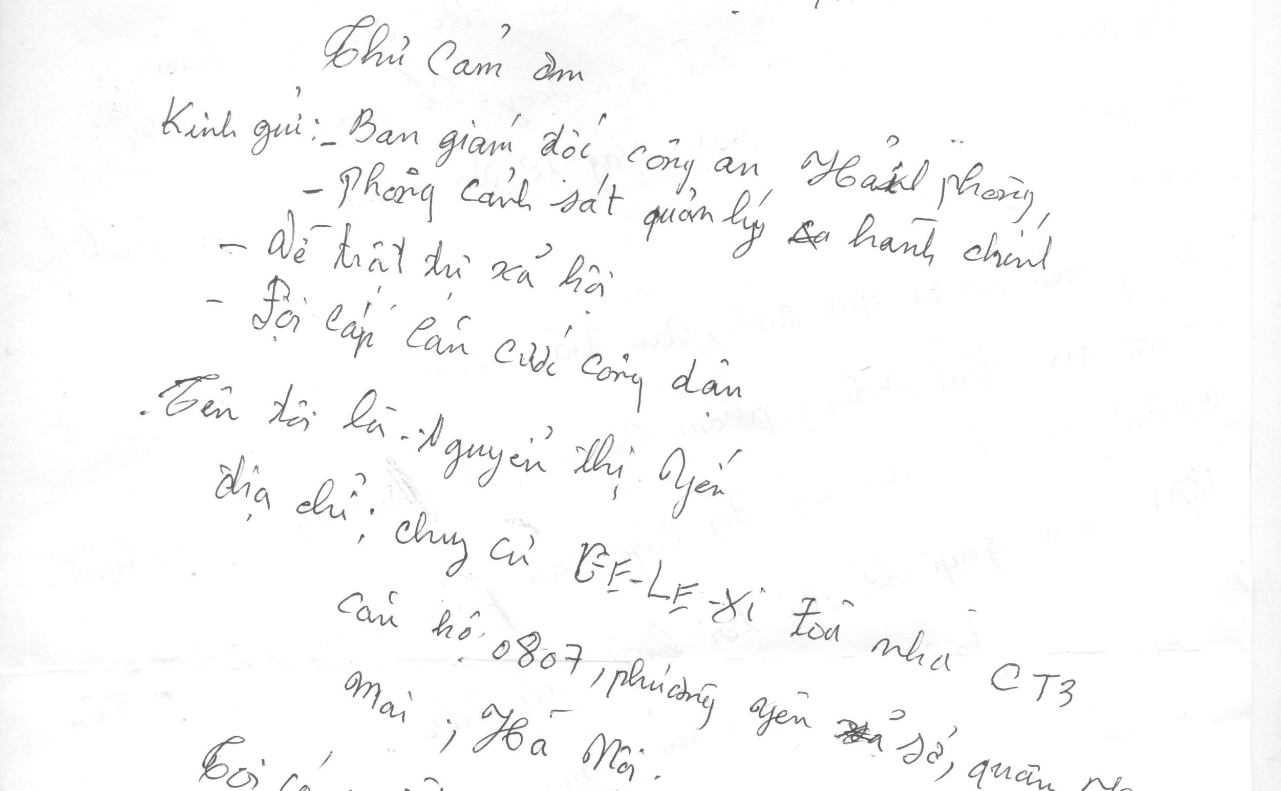 Người dân gửi thư cảm ơn cán bộ phòng Quản lý hành chính CATP Hải Phòng đến tận nhà cấp căn cước công dân